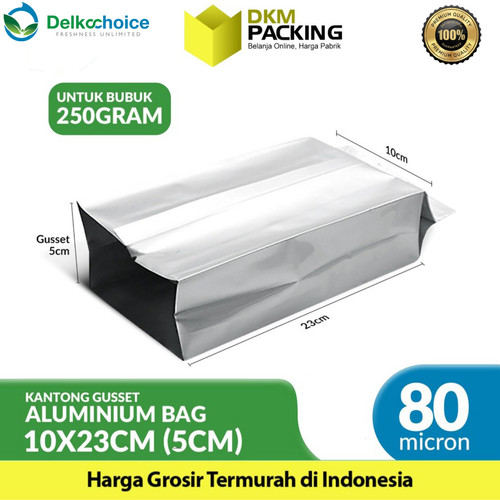 [EZO.9200548] Kemasan Alumunium Foil Central Sealing Gusset Bag Delkochoice 10x23CM