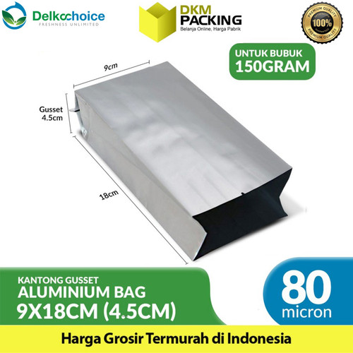 [EZO.9200549] Kemasan Alumunium Foil Central Sealing Gusset Bag Delkochoice 9x18CM