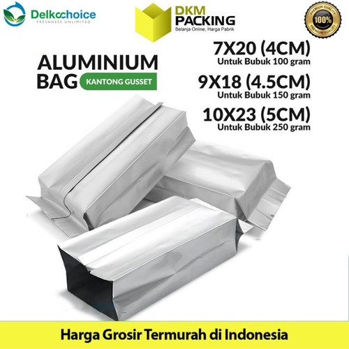 [EZO.9200551] Kantong Alumunium Foil Central Sealing Gusset Bag Delkochoice 80Mic