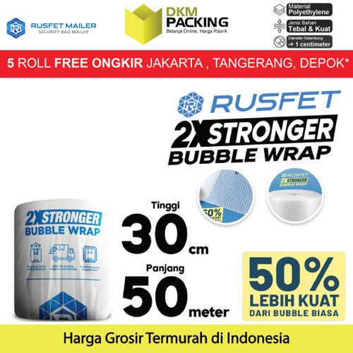 [EZO.9200563] Plastik Bubble Wrap 30cm x 50m RUSFET Bubblewrap Packing Babel / ROLL