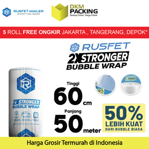 [EZO.9200565] Plastik Bubble Wrap 60cm x 50m RUSFET Bubblewrap Packing Babel / ROLL