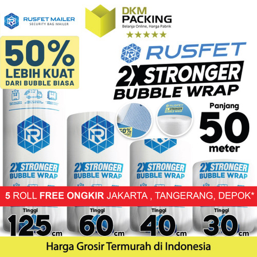 [EZO.9200567] Plastik Bubble Wrap 50Meter RUSFET Bubblewrap Buble Packing Babel ROLL