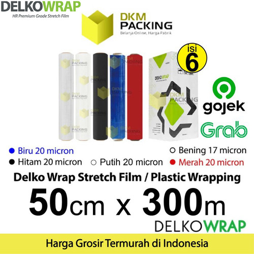 [EZO.9200616] Plastik Wrapping Stretch Film 50cm x 300m Wraping DELKOWRAP OJOL DUS
