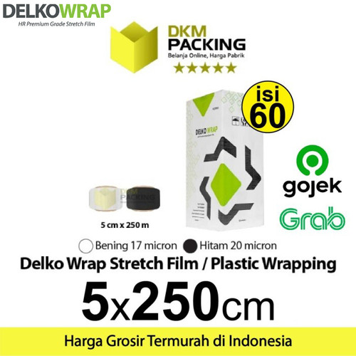 [EZO.9200618] Stretch Film 5cm x 250m Plastik Wrapping DELKOWRAP INSTANT SAMEDAY DUS