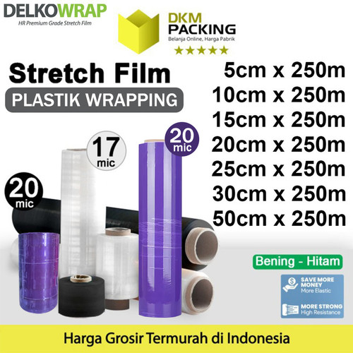 [EZO.9200633] Plastik Wraping Stretch Film 250m DELKOWRAP Wrapping Pembungkus SATUAN