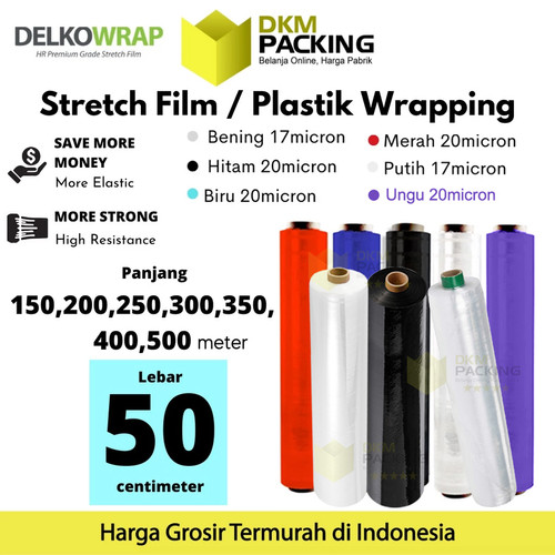 [EZO.9200663] Plastik Wrapping 50cm Stretch Film Wraping DELKO WRAP TERMURAH SATUAN
