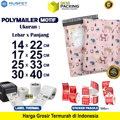 [EZO.9200703] Polymailer Motif FOXY FRIEND Amplop Plastik Packing RUSFET /SATUAN