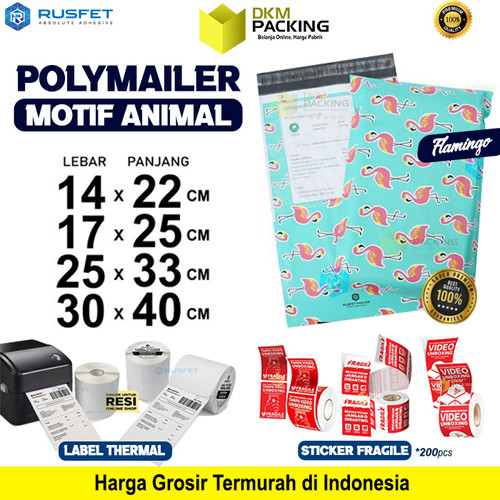[EZO.9200704] Polymailer Motif FLAMINGO Amplop Plastik Packing RUSFET /SATUAN