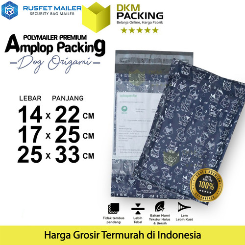 [EZO.9200706] Polymailer Motif DOG ORIGAMI Amplop Plastik Packing RUSFET / SATUAN