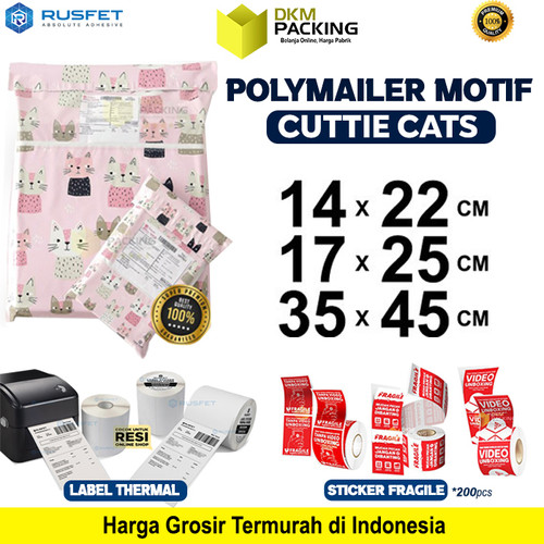[EZO.9200707] Polymailer CUTTIES CAT Amplop Plastik Packing Motif Cat RUSFET /SATUAN