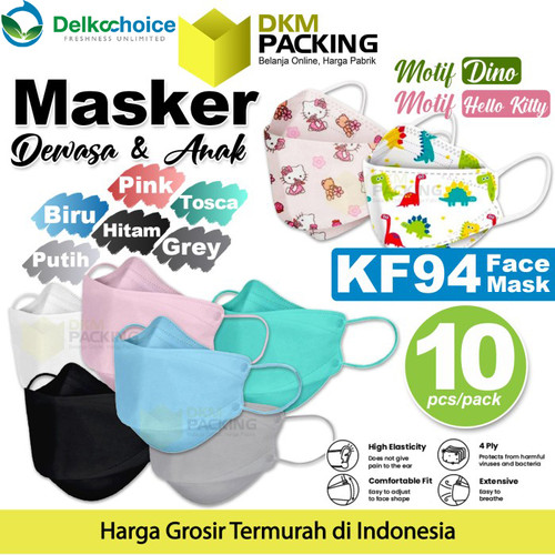 [EZO.9200723] Masker 3D KF94 4PLY DELKOCHOICE Adult & Kids PACK isi 10pcs FACE MASK