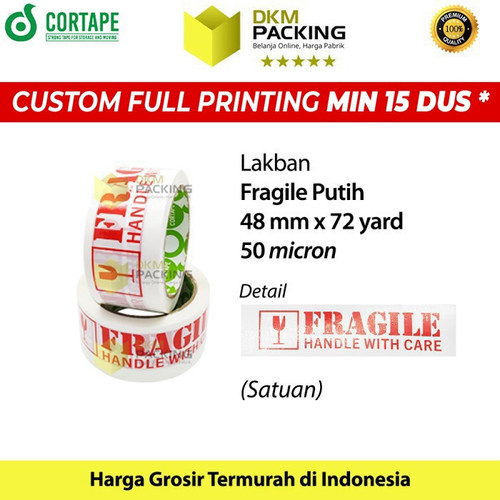 Lakban PRINTING MARKETPLACE FRAGILE ONLINE TOKOPEDIA PREMIUM / SATUAN