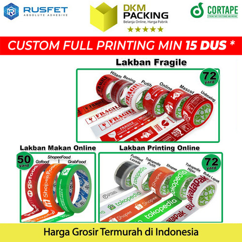 Lakban FRAGILE PRINTING MARKETPLACE ONLINE TOKOPEDIA PREMIUM / SATUAN