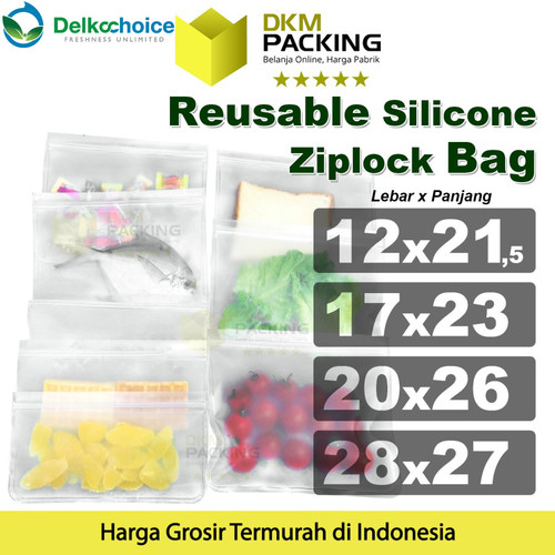[EZO.9200738] Reusable Silicone Ziplock Bag Silikon Pouch Plastik Klip DELKOCHOICE