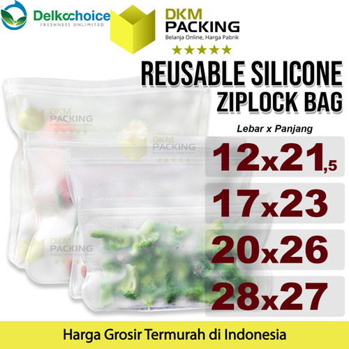 [EZO.9200739] Reusable Silicone Ziplock Pouch Silikon Bag Klip DELKOCHOICE TERMURAH