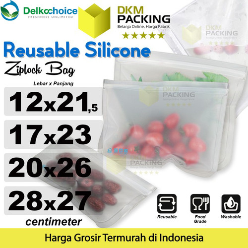 [EZO.9200740] Reusable Ziplock Silicone Silikon Pouch Bag Klip DELKOCHOICE TERMURAH