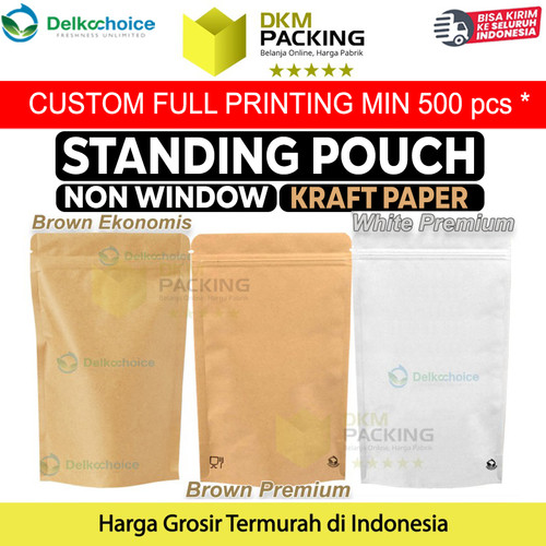 [EZO.9200742] Standing Pouch NON WINDOW Kraft Paper ZIPLOCK Plastik Klip Makanan
