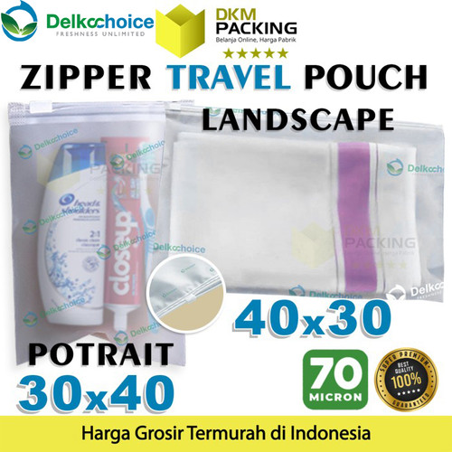[EZO.9200744] Plastik Traveling Pouch Matte 30cm 40cm Zipper Storage Organizer Bag