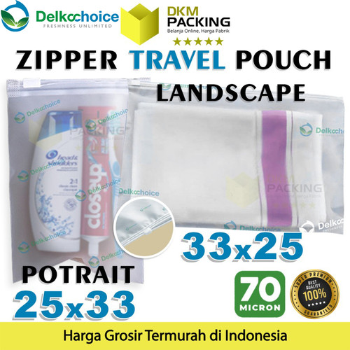 [EZO.9200745] Plastik Traveling Pouch Matte 25cm 33cm Zipper Storage Organizer Bag