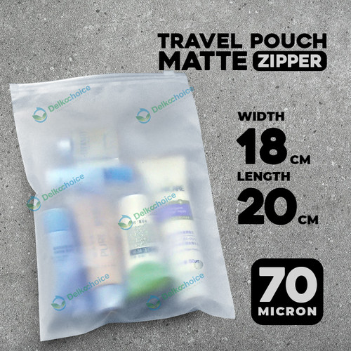 [EZO.9200746] Plastik Traveling Pouch Matte 18cm 28cm Zipper Storage Organizer Bag