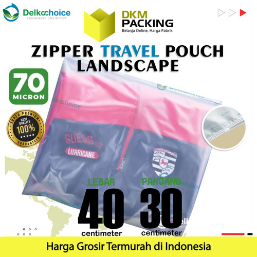 [EZO.9200751] Plastik Traveling Pouch 40x30 Matte Zipper Storage Organizer Bag Polos