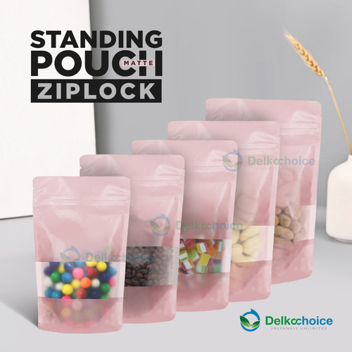 [EZO.9200756] Standing Pouch Varian MERAH MUDA Plastik Klip Makanan DELKOCHOICE