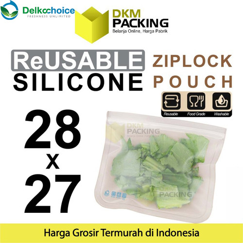 [EZO.9200768] Reusable Ziplock Silicone 28x27cm Silikon Pouch Bag Klip DELKOCHOICE