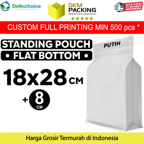[EZO.9200815] Plastik Klip Flat Bottom Putih 18x28cm Standing Pouch Ziplock Kemasan
