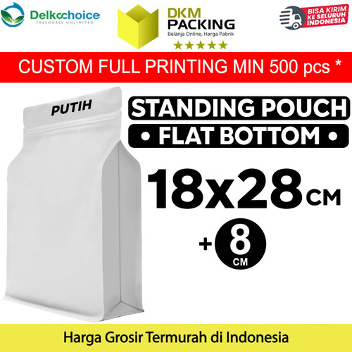 [EZO.9200816] Flat Bottom Putih 18x28cm Plastik Klip Standing Pouch Ziplock Kemasan