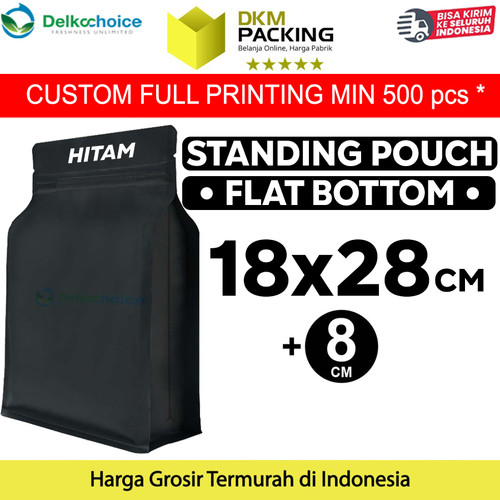[EZO.9200817] Plastik Klip Flat Bottom Hitam 18x28cm Standing Pouch Ziplock Kemasan