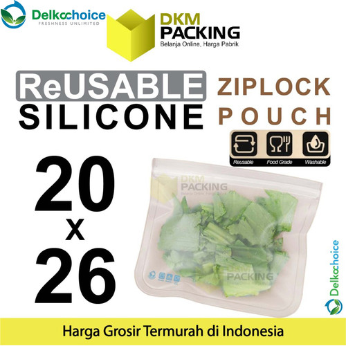 [EZO.9200820] Reusable Ziplock Silicone 20x26cm Silikon Pouch Bag Klip DELKOCHOICE