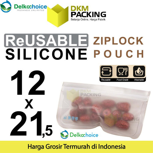 [EZO.9200822] Reusable Ziplock Silicone 12x21,5cm Silikon Pouch Bag Klip DELKOCHOICE