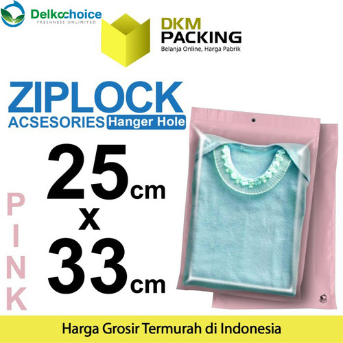 [EZO.9200831] ZIPLOCK BAG AKSESORIS PINK 25x33cm Plastik Klip Kemasan DELKOCHOICE