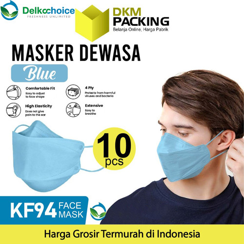 [EZO.9200838] Masker 3D KF94 4PLY DELKOCHOICE Dewasa Blue PACK isi 10pcs FACE MASK