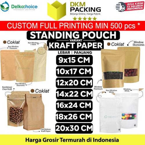 [EZO.9200859] Standing Pouch VARIASI KRAFT PAPER ZIPLOCK DELKOCHOICE TERMURAH SATUAN