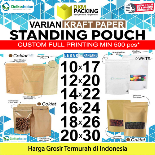 [EZO.9200861] Standing Pouch VARIASI KRAFT PAPER DELKOCHOICE ZIPLOCK TERMURAH