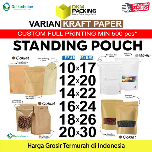[EZO.9200862] Standing Pouch VARIASI KRAFT PAPER ZIPLOCK DELKOCHOICE TERMURAH