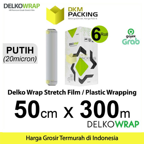 [EZO.9200865] Plastik Wrapping Stretch Film 50cm x 300m PUTIH DELKOWRAP GOJEK /DUS
