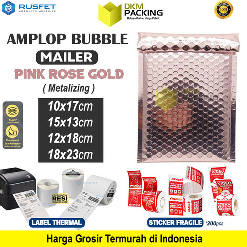 [EZO.9200866] AMPLOP BUBBLE WRAP PINK ROSE GOLD RUSFET BUBBLE BAG MAILER PREMIUM