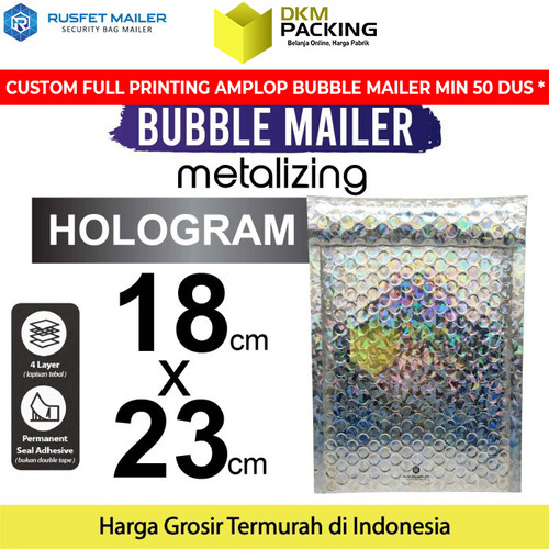 [EZO.9200872] AMPLOP BUBBLE WRAP HOLOGRAM 18x23cm RUSFET BUBBLE BAG MAILER PREMIUM