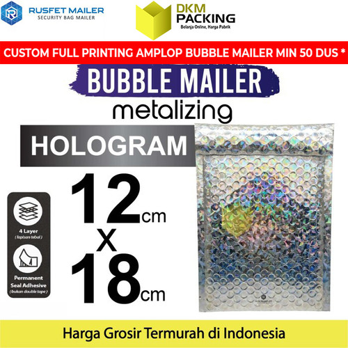 [EZO.9200874] AMPLOP BUBBLE WRAP HOLOGRAM 12x18cm RUSFET BUBBLE BAG MAILER PREMIUM
