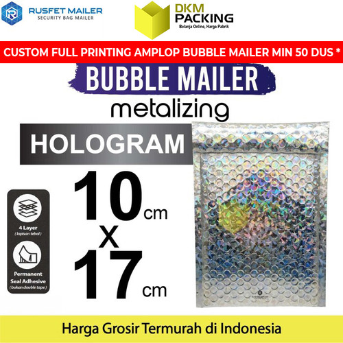 [EZO.9200875] AMPLOP BUBBLE WRAP HOLOGRAM 10x17cm RUSFET BUBBLE BAG MAILER PREMIUM