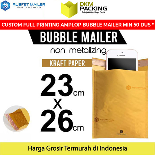 [EZO.9200877] AMPLOP BUBBLE WRAP KRAFT PAPER 23x26cm RUSFET BUBBLE BAG MAILER