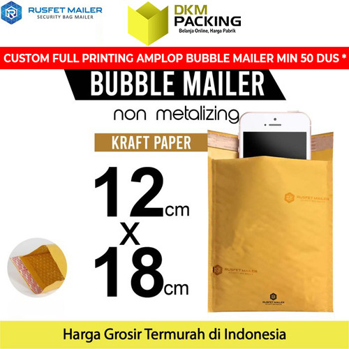 [EZO.9200879] AMPLOP BUBBLE WRAP KRAFT PAPER 12x18cm RUSFET BUBBLE BAG MAILER
