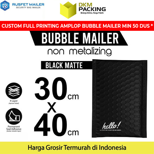[EZO.9200889] AMPLOP BUBBLE WRAP BLACK 30x40cm RUSFET HITAM BUBBLE BAG MAILER
