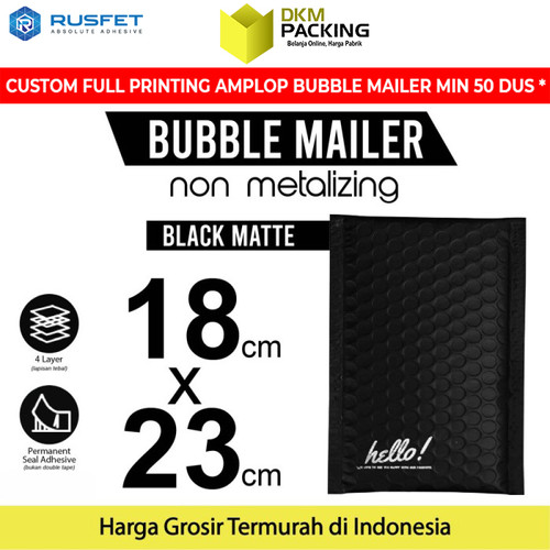 [EZO.9200892] AMPLOP BUBBLE WRAP BLACK 18x23cm RUSFET HITAM BUBBLE BAG MAILER