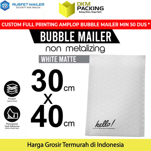 [EZO.9200895] AMPLOP BUBBLE WRAP WHITE 30x40cm RUSFET PUTIH BUBBLE BAG MAILER