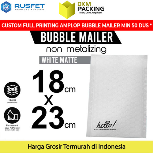 [EZO.9200898] AMPLOP BUBBLE WRAP WHITE 18x23cm RUSFET PUTIH BUBBLE BAG MAILER