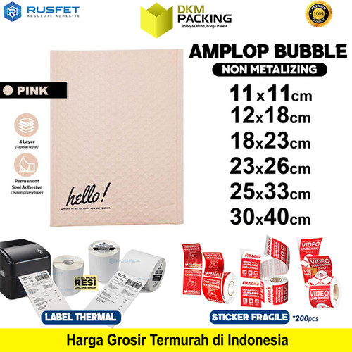 [EZO.9200906] AMPLOP BUBBLE WRAP PINK RUSFET BUBBLE BAG MAILER PREMIUM TERMURAH