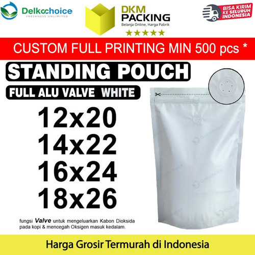 [EZO.9200912] Standing Pouch VALVE NON WINDOW ZIPLOCK Plastik Klip ALUMUNIUM FOIL